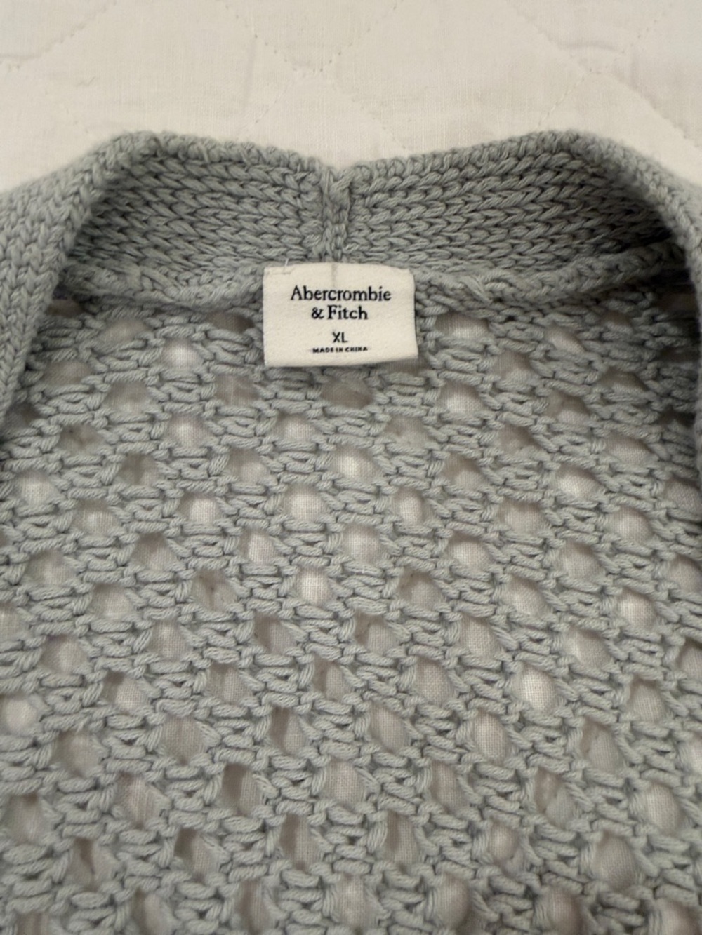 Abercrombie & Fitch Light Gray/Green Open-Weave Cardigan - Picture 2 of 3